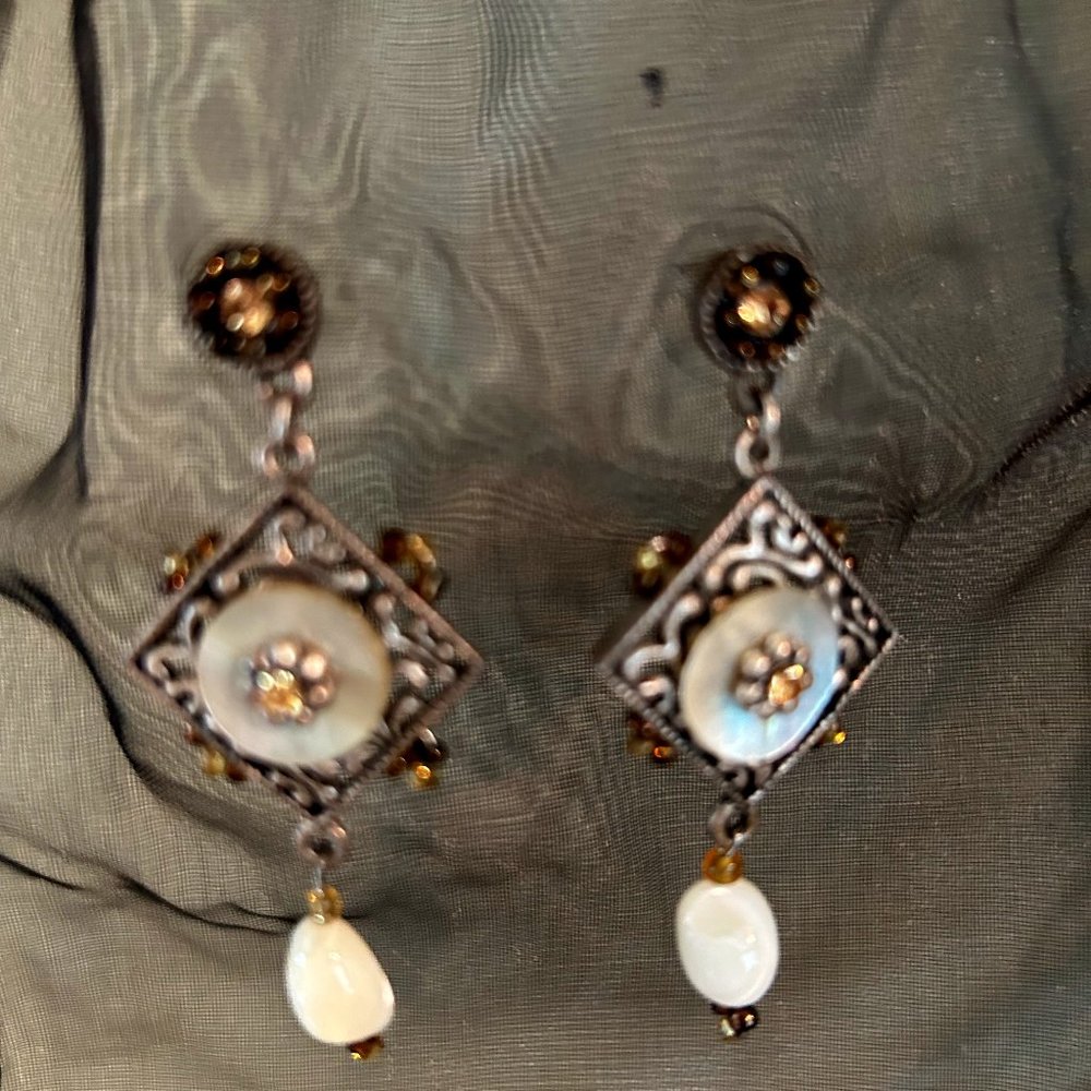 Vintage Antique Silver Tone Chandelier Earring